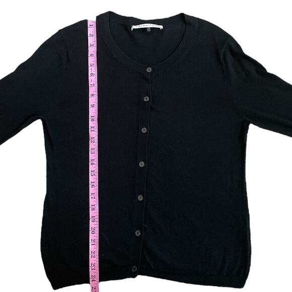 Trina Turk Cardigan Sweater Cotton Modal Long Sleeve Black Minimalist Capsule - Picture 11 of 11